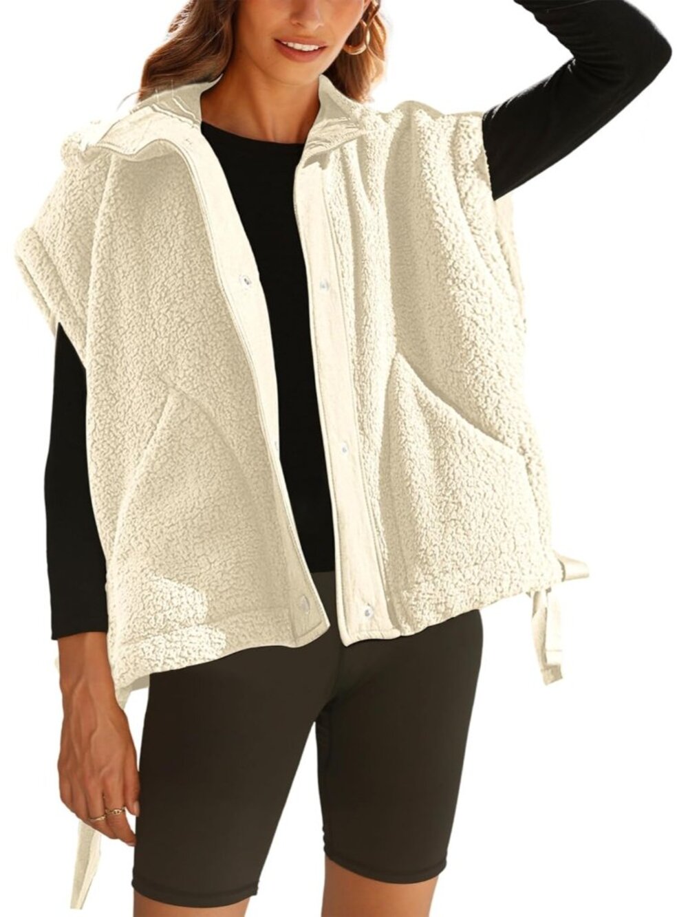Women's Fuzzy Fleece Vest Sleeveless Sherpa Jacket